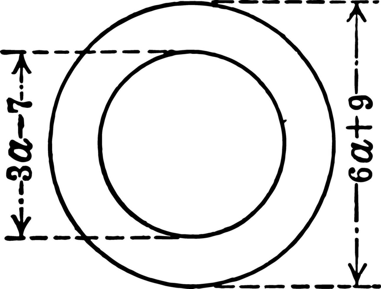 Ring Made of Circles With Diameters 3a-7 and 6a9 vintage illustration. vector