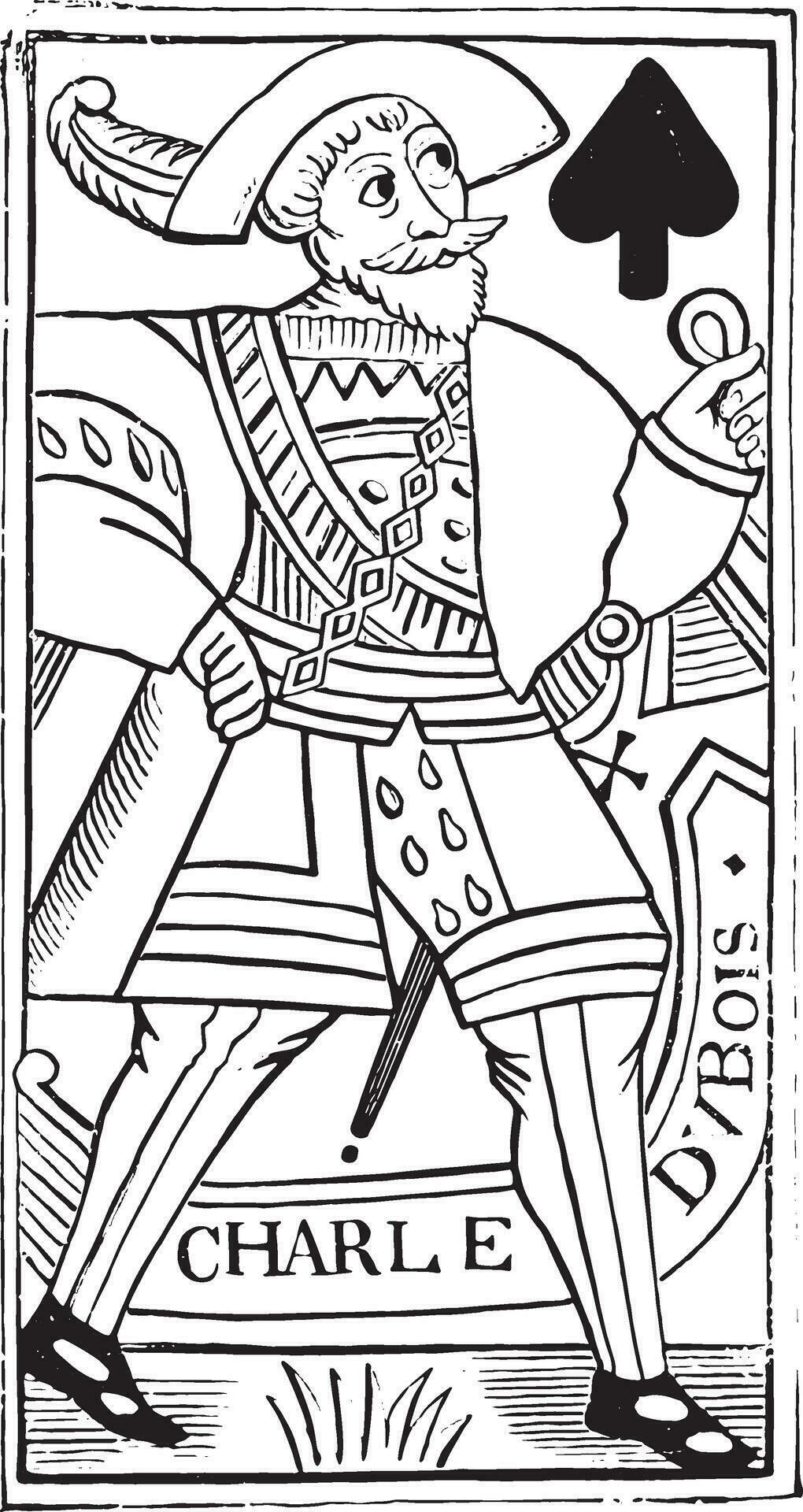 Jack of Spades, old French map Charles Dubois, the sixteenth century