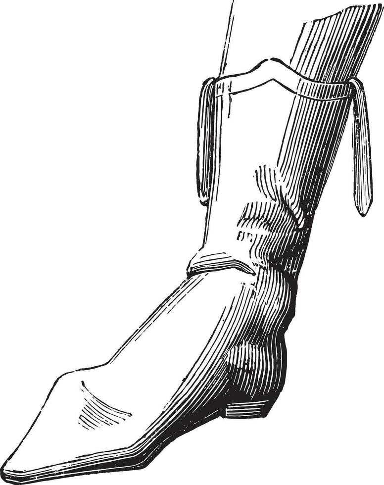 Boot of a Conventional 1795, vintage engraving. vector