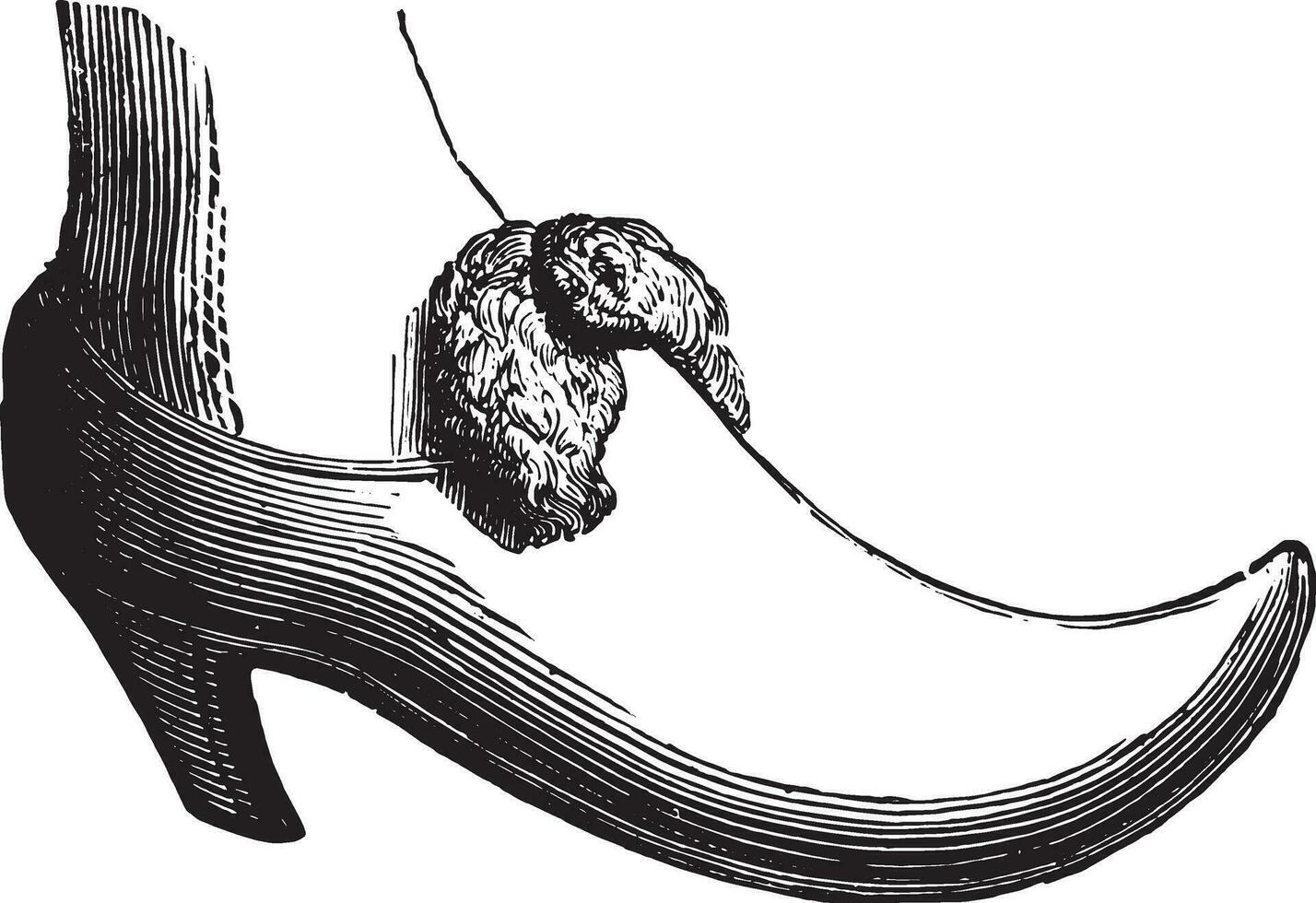 Woman's shoe 1787, vintage engraving. vector