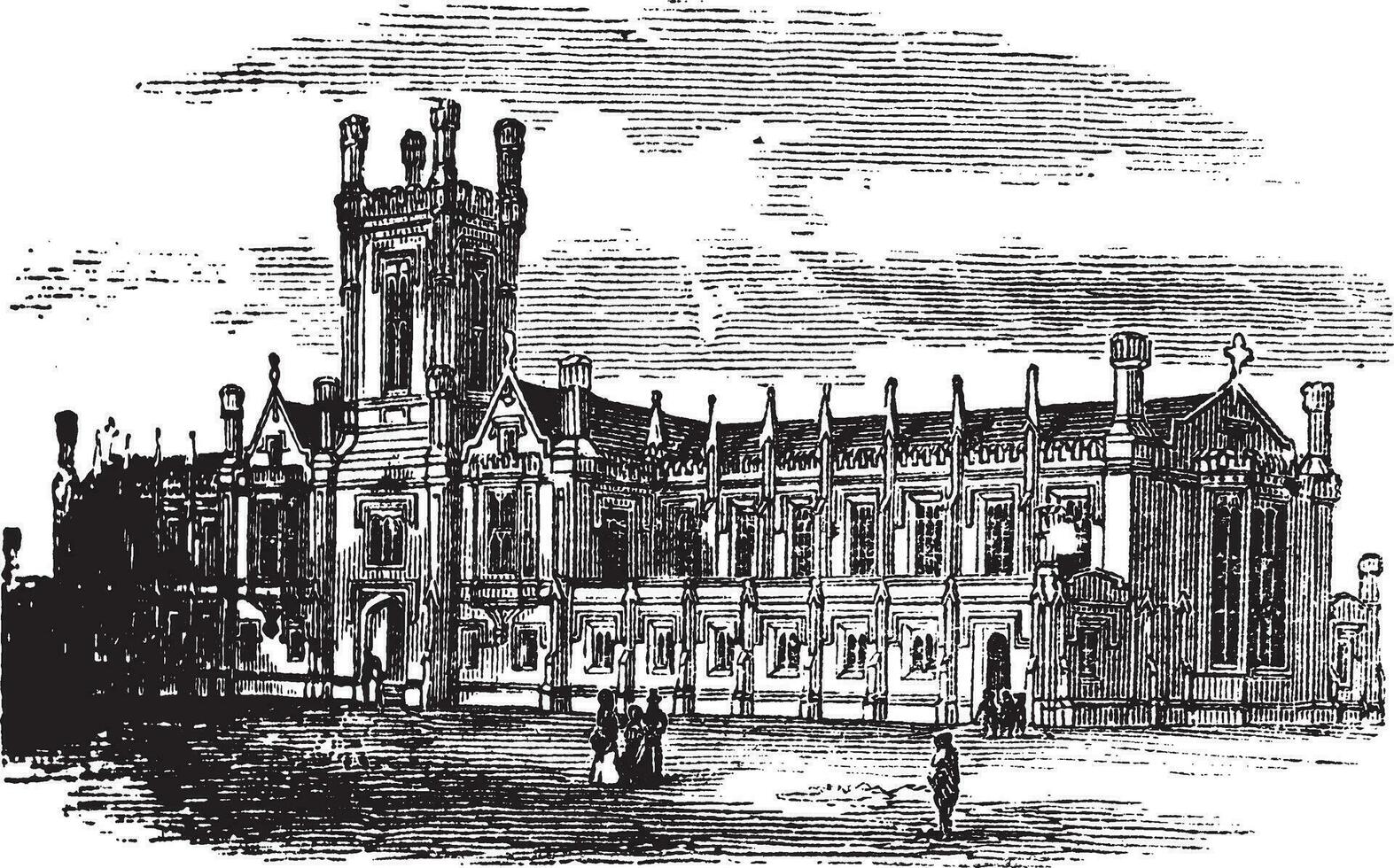 Cheltenham College vintage engraving vector