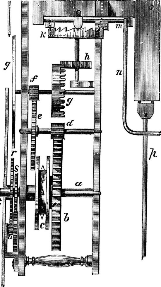 Huygens Clock or Pendulum Clock vintage engraving vector