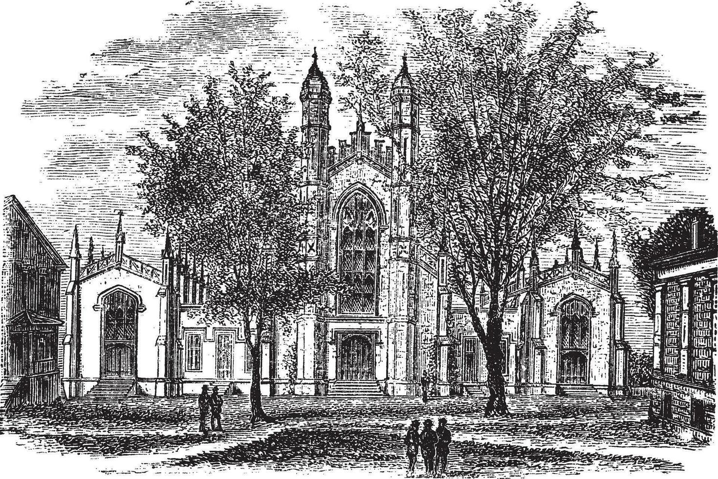 Yale University Library, in New Haven, Connecticut, USA, vintage engraved illustration vector