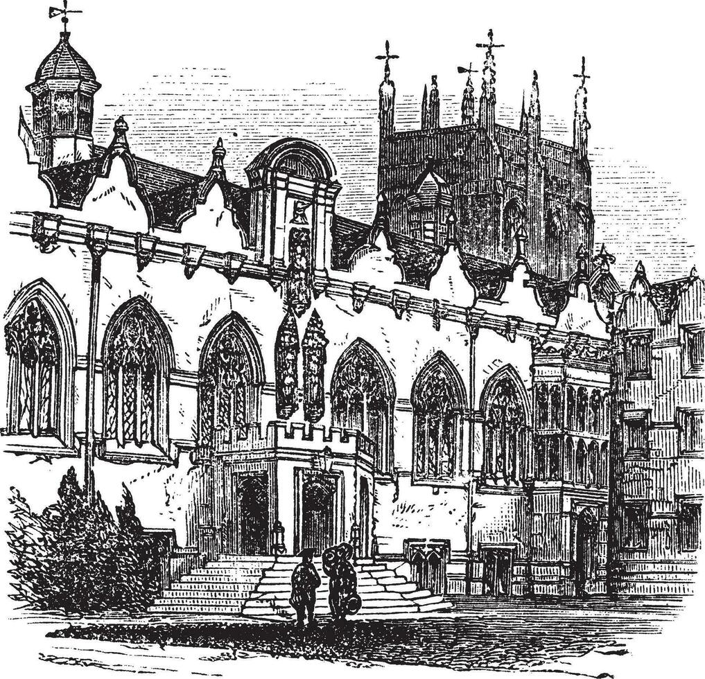University of Oxford or Oxford University in Oxford England vintage engraving vector