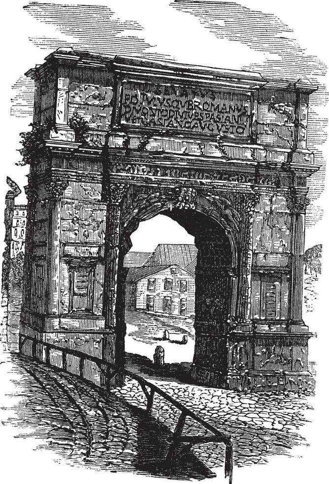 Arch of Titus on Via Sacra Rome Italy vintage engraving vector