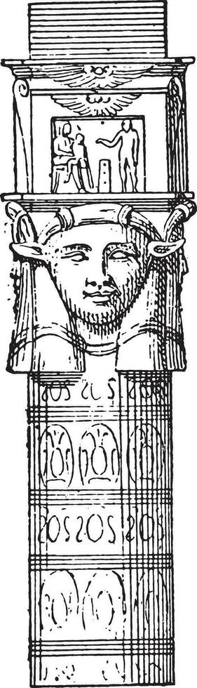Tent head of Hathor, vintage engraving. vector