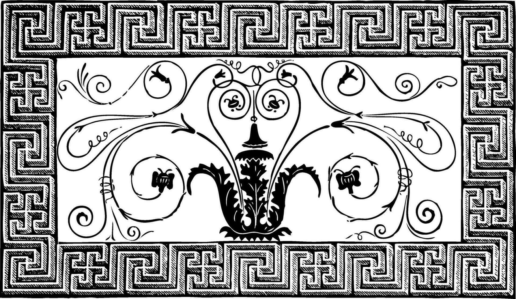 detalle de un antiguo romano mosaico con foliado diseño y volutas vector
