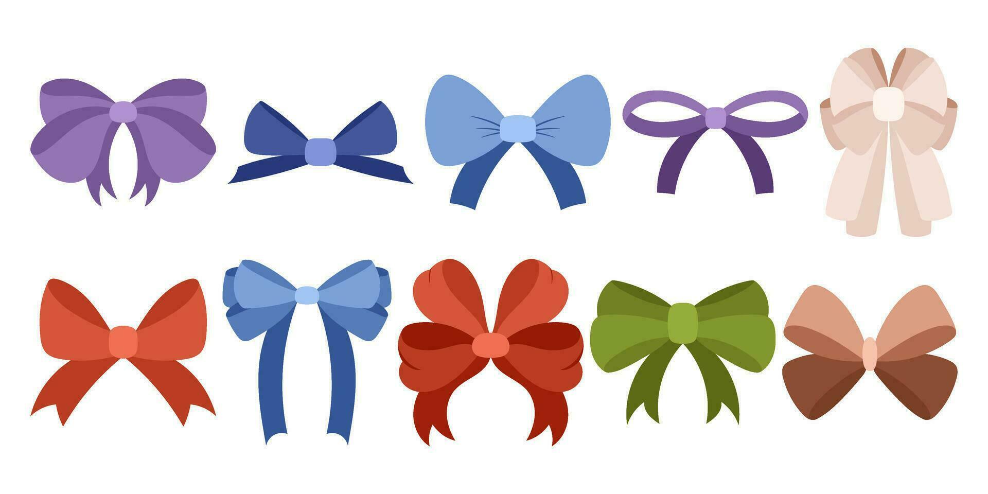 Charming Hand Drawn Flat Ribbons. Bowknots Perfect for Decorating. vector