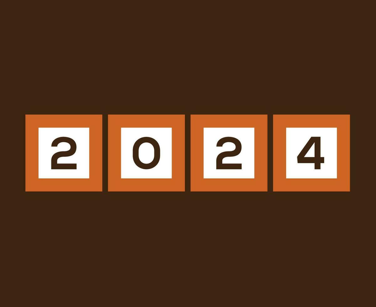 2024 contento nuevo año resumen marrón gráfico diseño vector logo símbolo ilustración