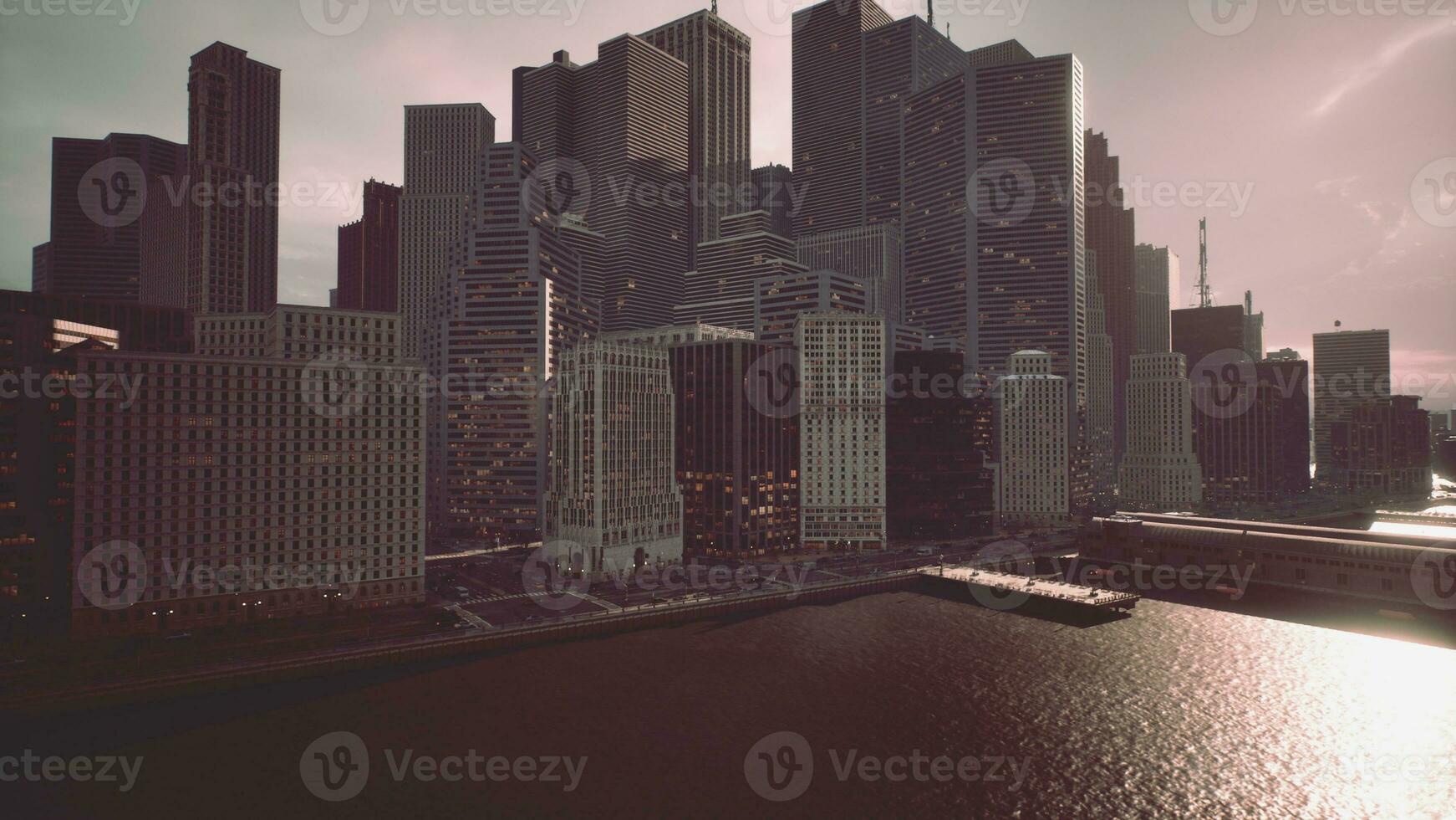 Aerial view of city skyscrapers photo