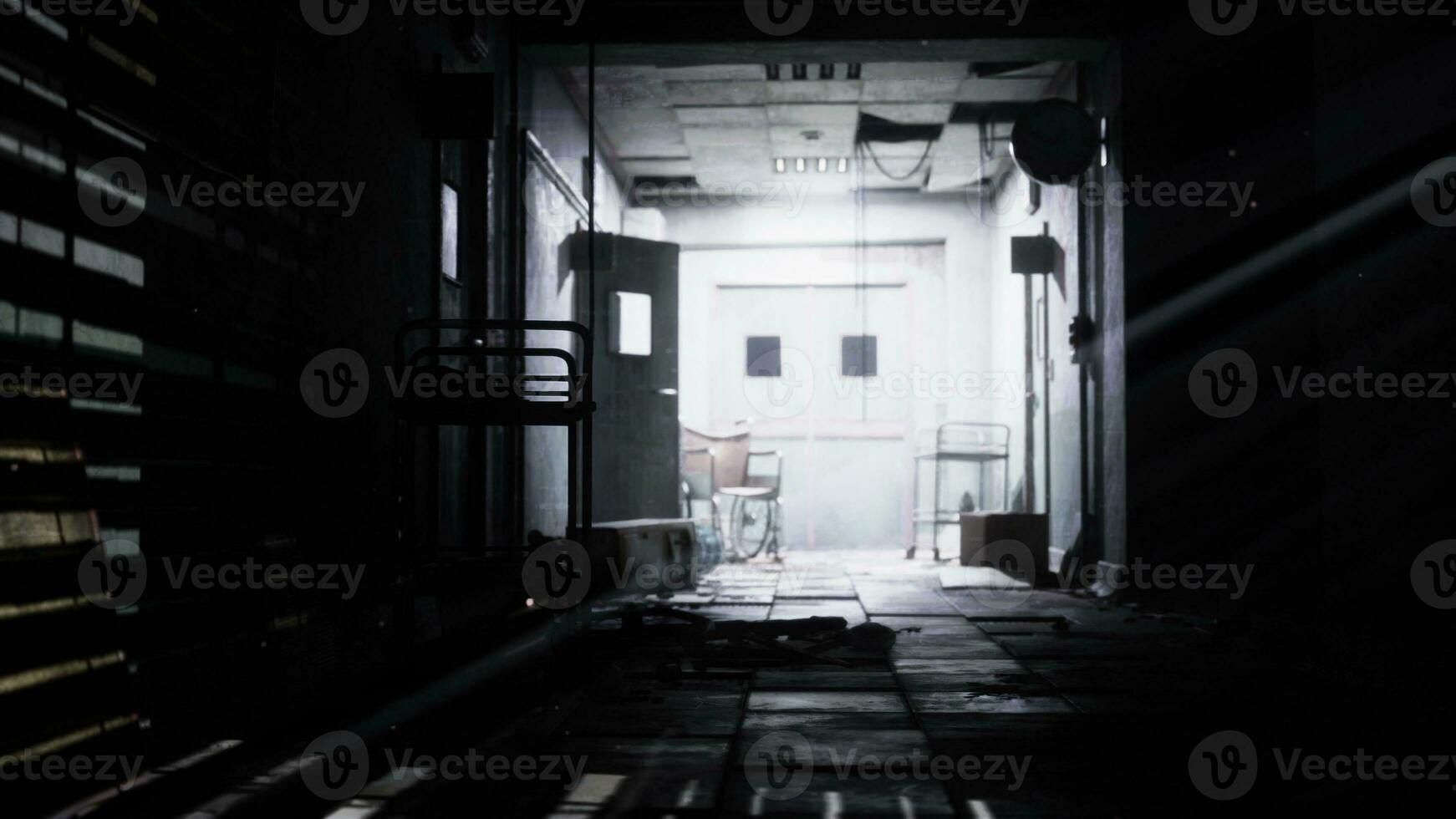 dark inside an abandoned decaying mental hospital photo