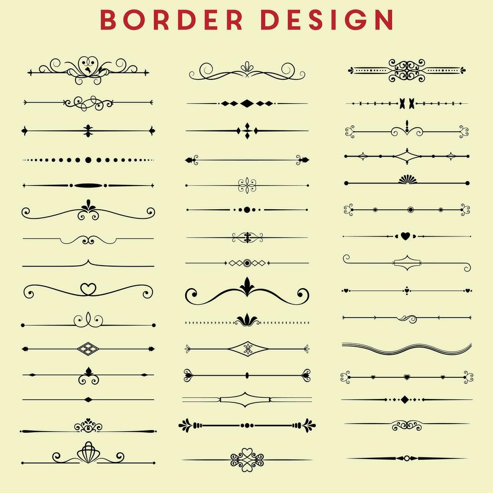 frontera conjunto diseño. decorativo caligráfico vector elementos. línea ornamental.