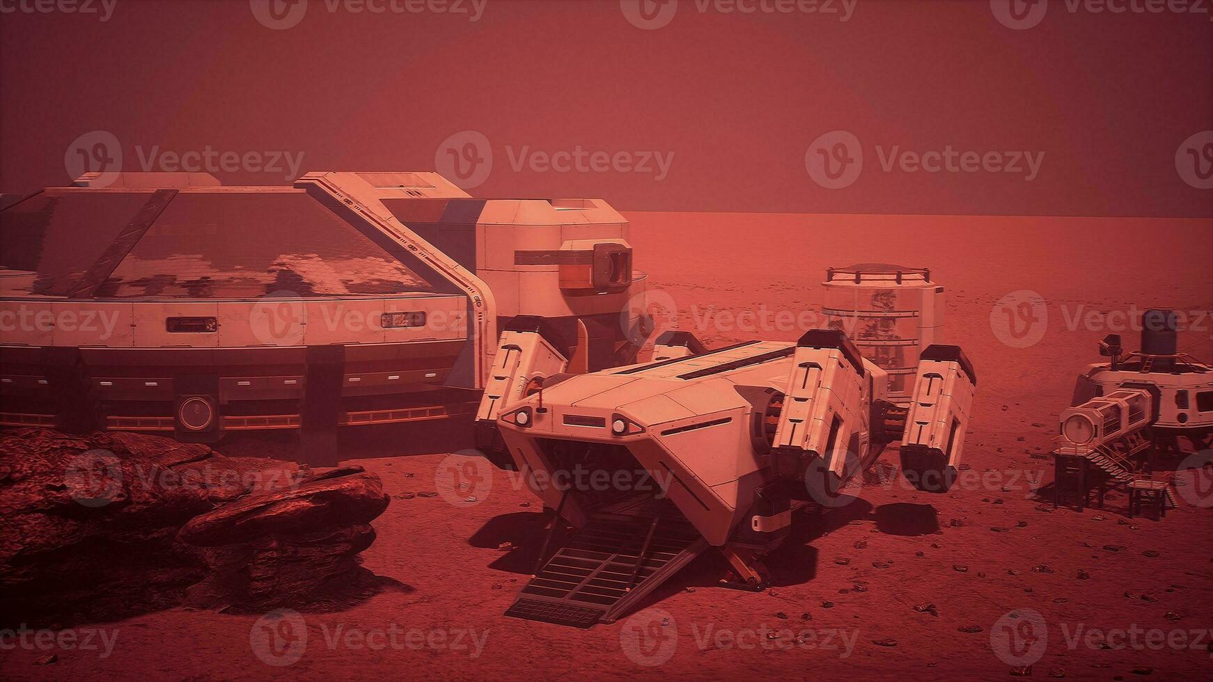 Base and spaceship on Planet Mars photo