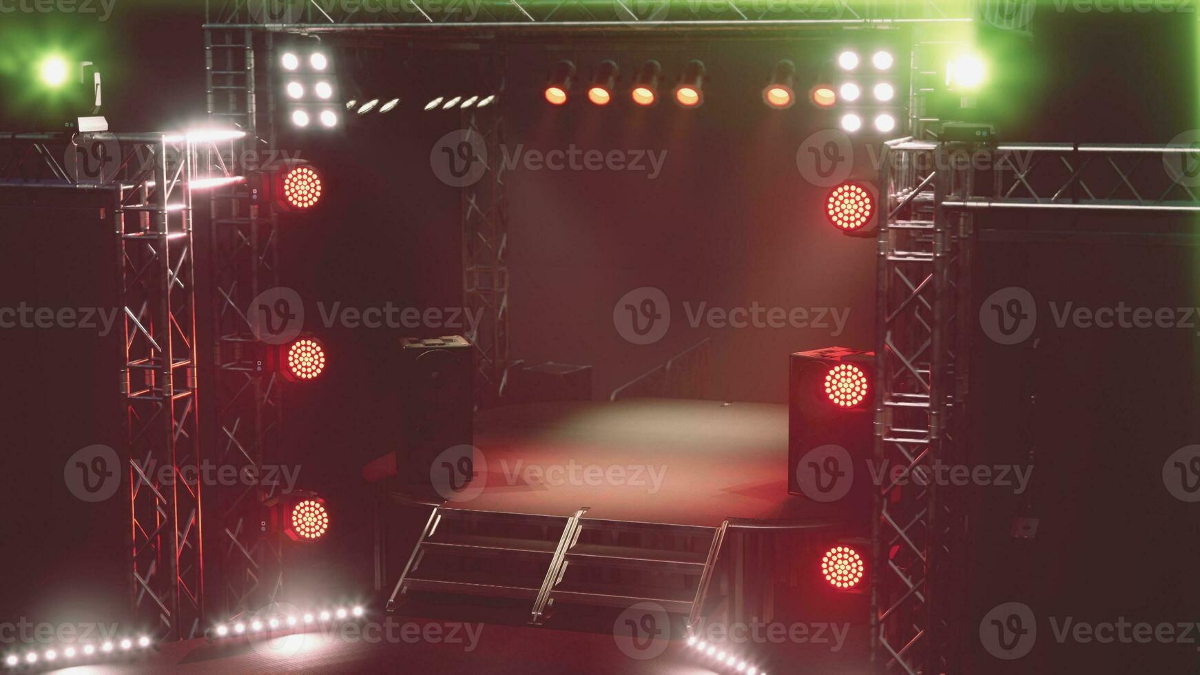 Free stage with lights from lighting devices photo