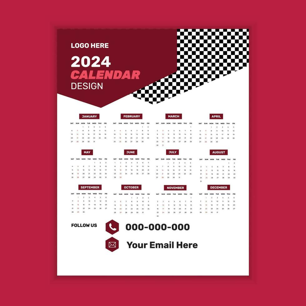 Wall Calendar Template Design 35037798 Vector Art at Vecteezy