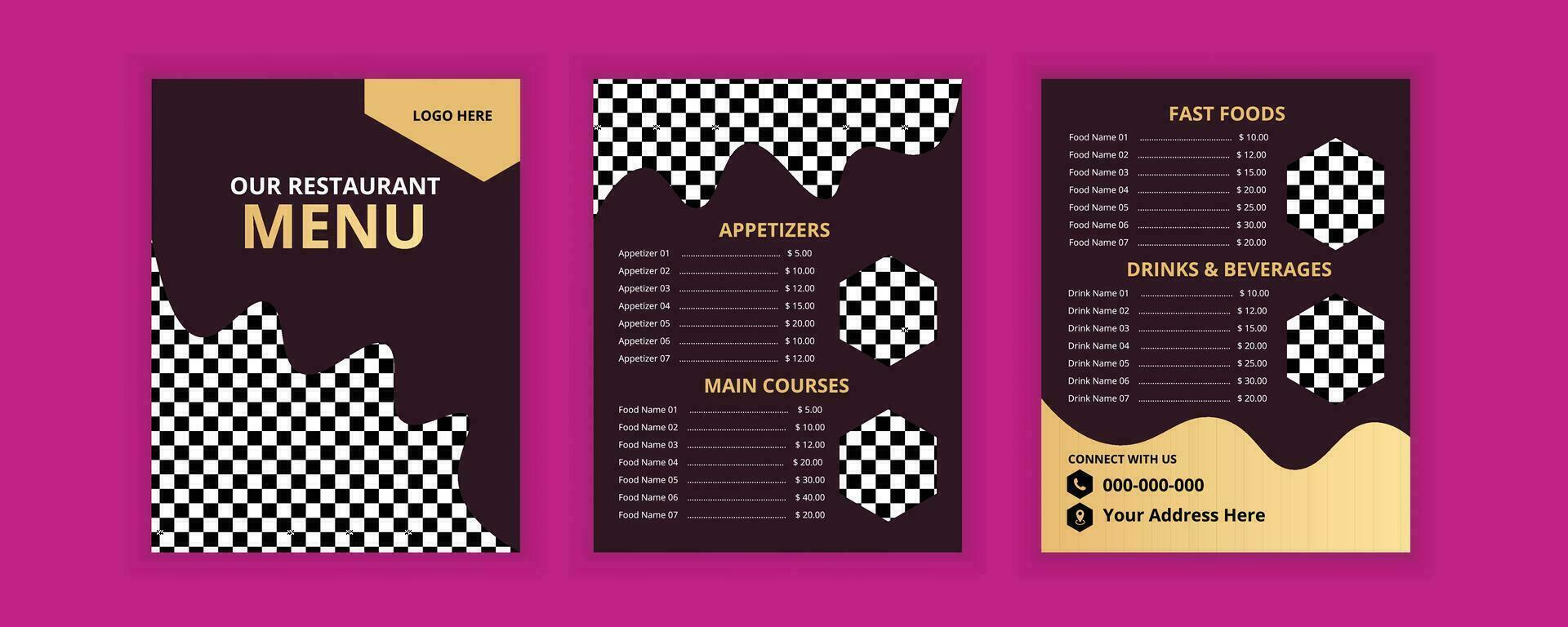 Vector food menu design template