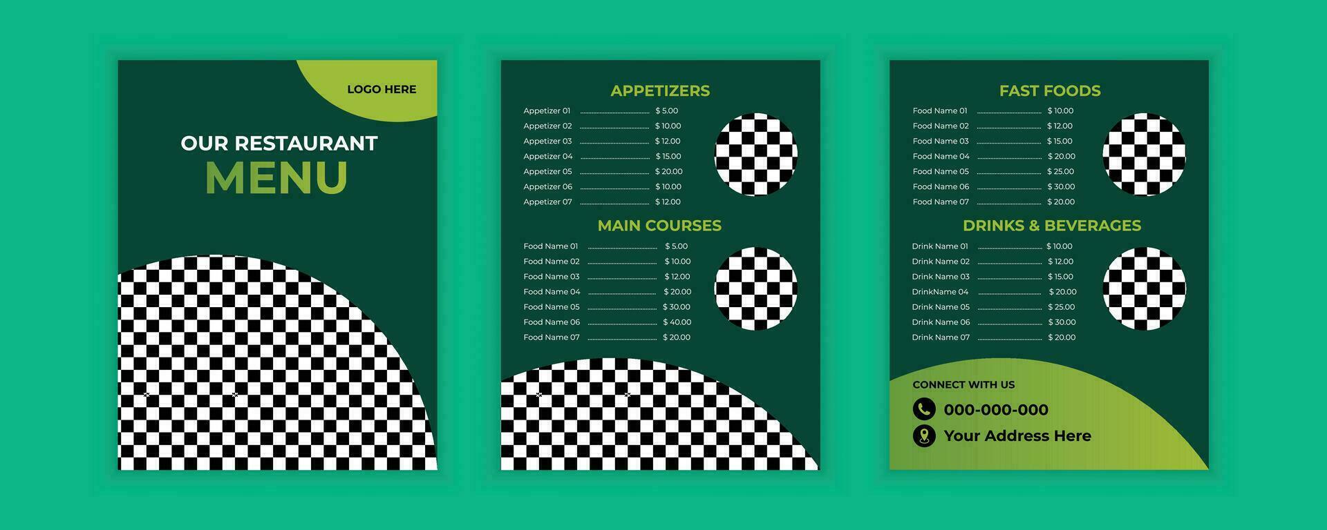 Vector food menu design template