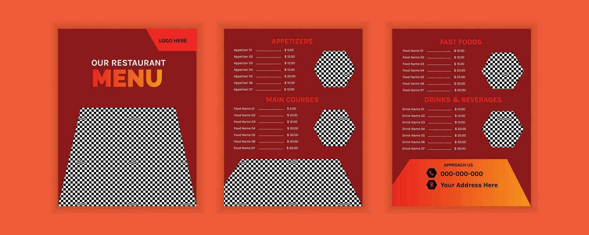 Vector food menu design template