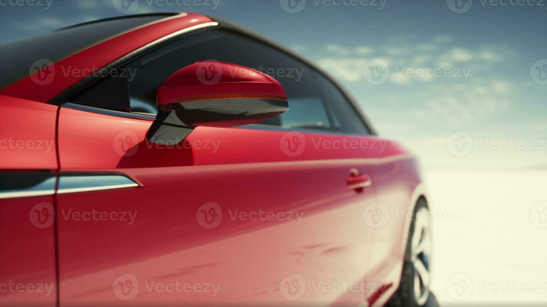 red sport car on the salt lake photo