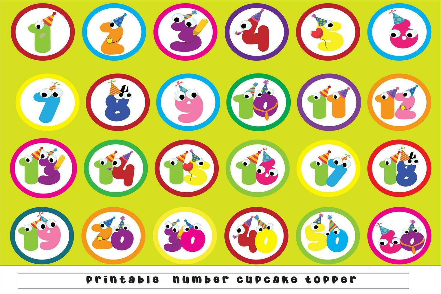 number cupcake topper vector
