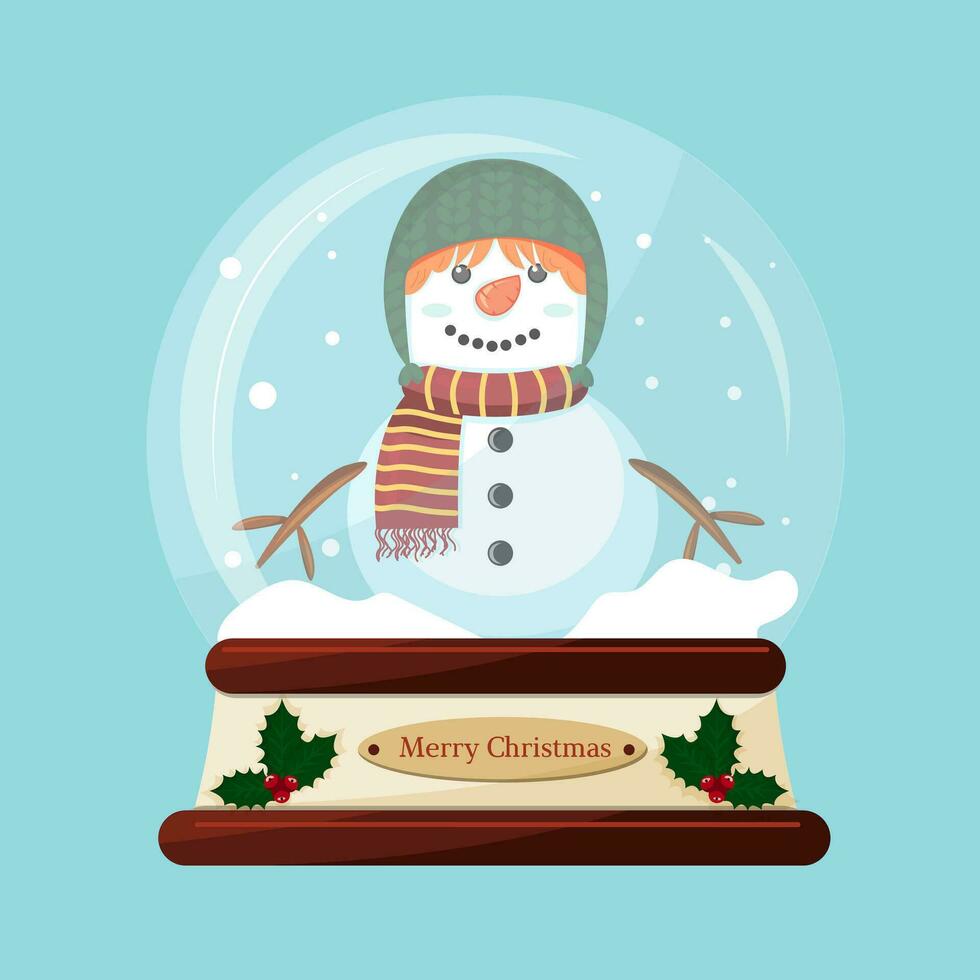 snowman in a snow ball vector illustration