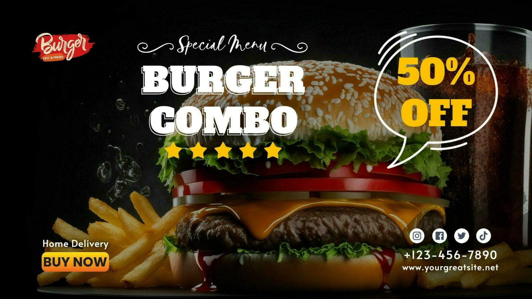 Burger Menu And Promo Set for Twitter template