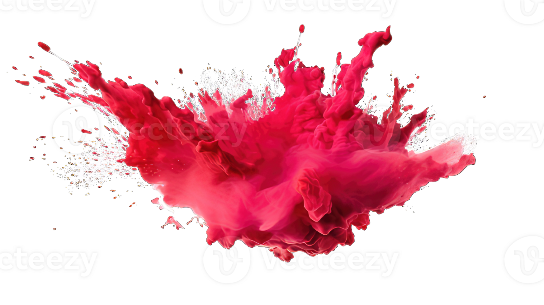 Explosion of colored powder on transparent background png