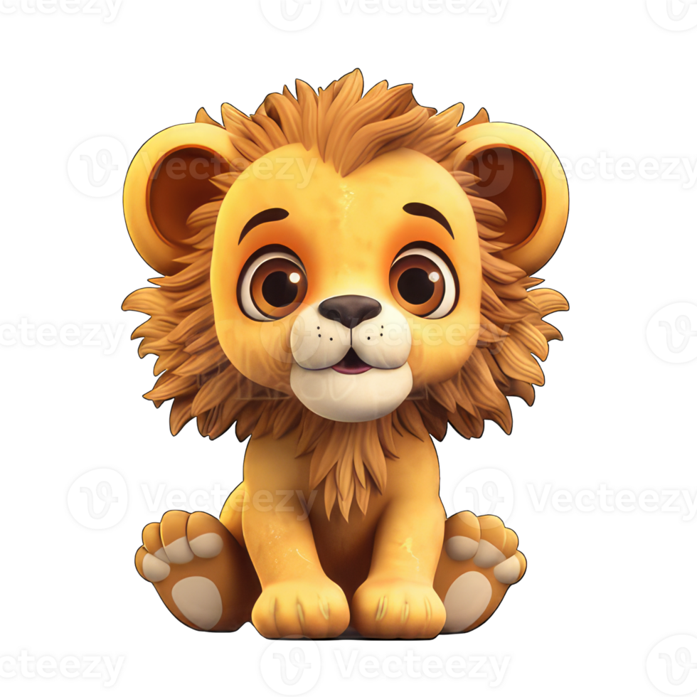 adorable dibujos animados animado león cachorro en png