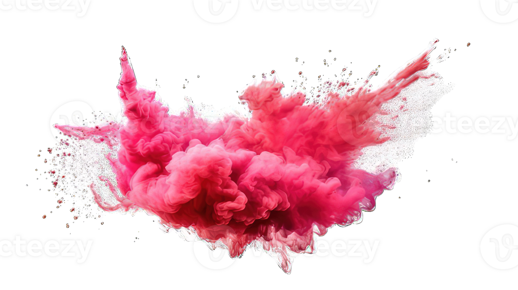 Explosion of colored powder on transparent background png