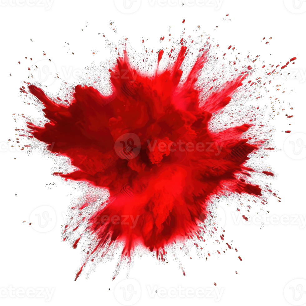 Explosion of colored powder on transparent background png