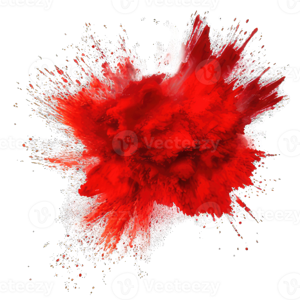 Explosion of colored powder on transparent background png