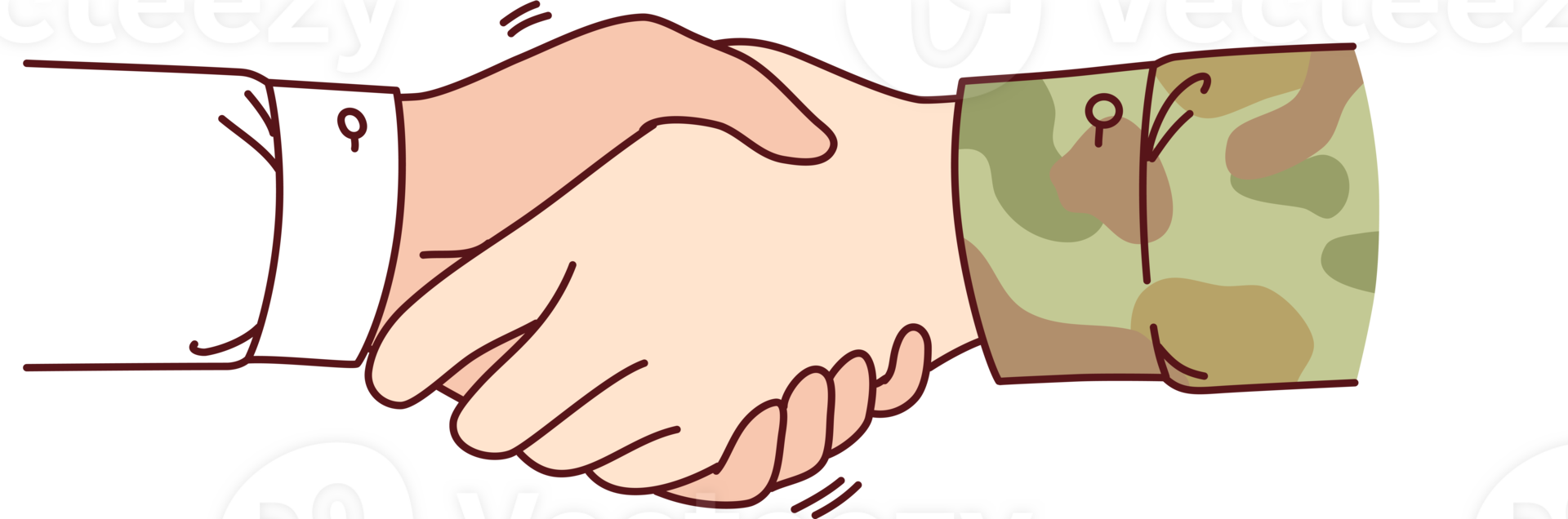 handdruk tussen soldaat en burger symboliseert ondersteuning leger na terugkeren van vijandelijkheden png