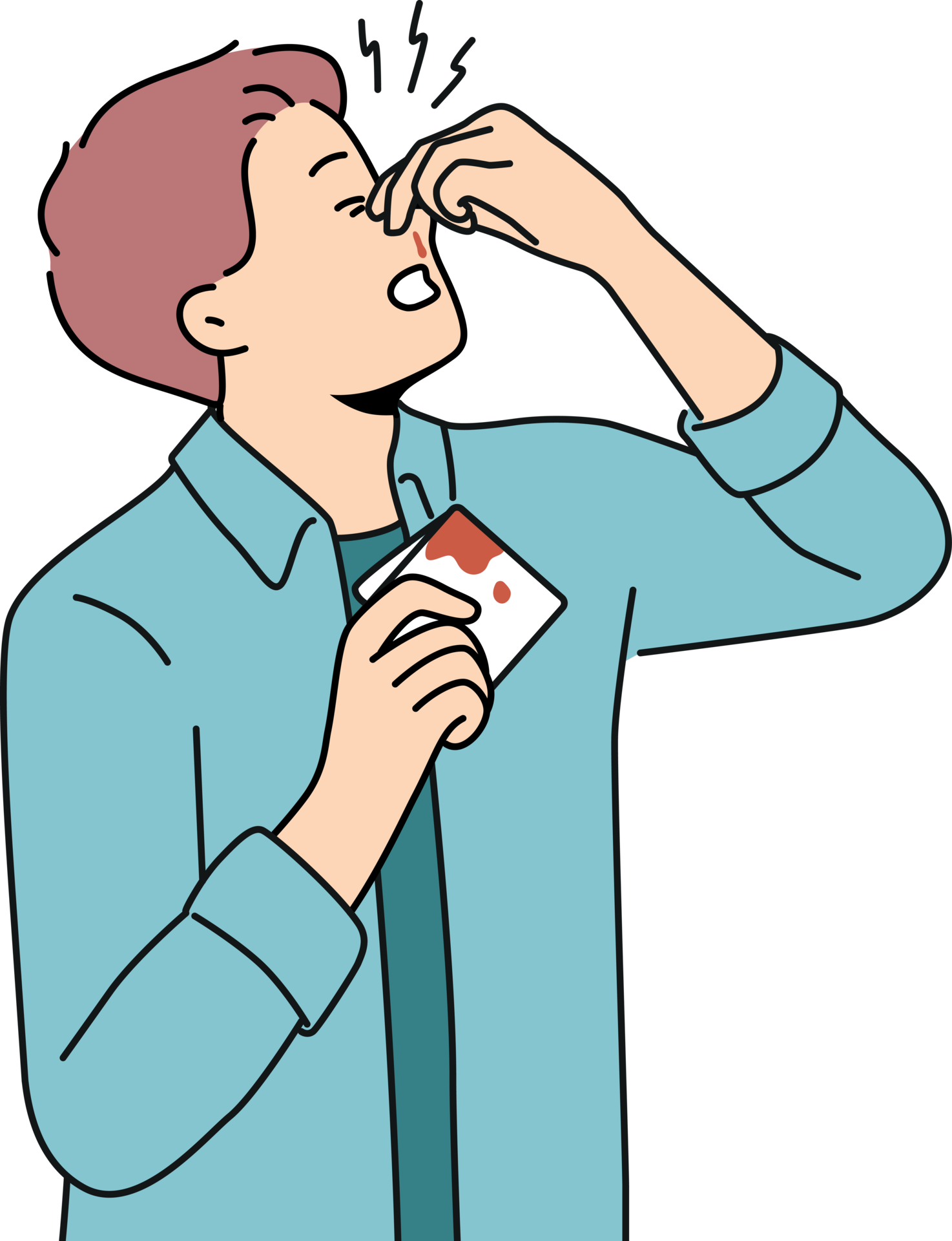 Man Pinches Bleeding Nose And Holds Bloody Handkerchief Due To High man-pinches-bleeding-nose-and-holds-bloody-handkerchief-due-to-high