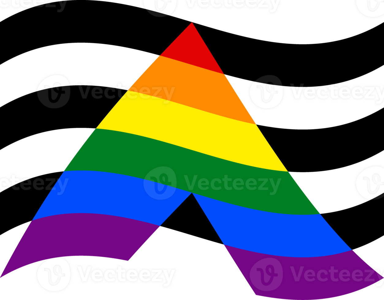 Straight ally pride flag in shape. LGBTQ flag in shape png
