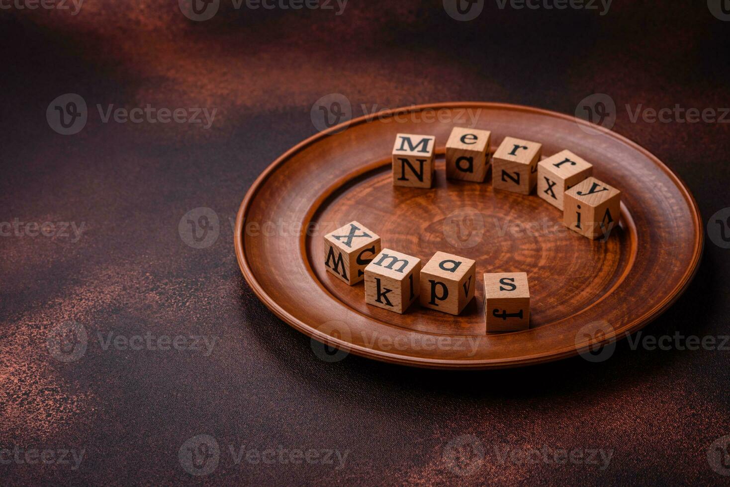 Beautiful delicious sweet winter Christmas gingerbread cookies on a bronze textured background photo