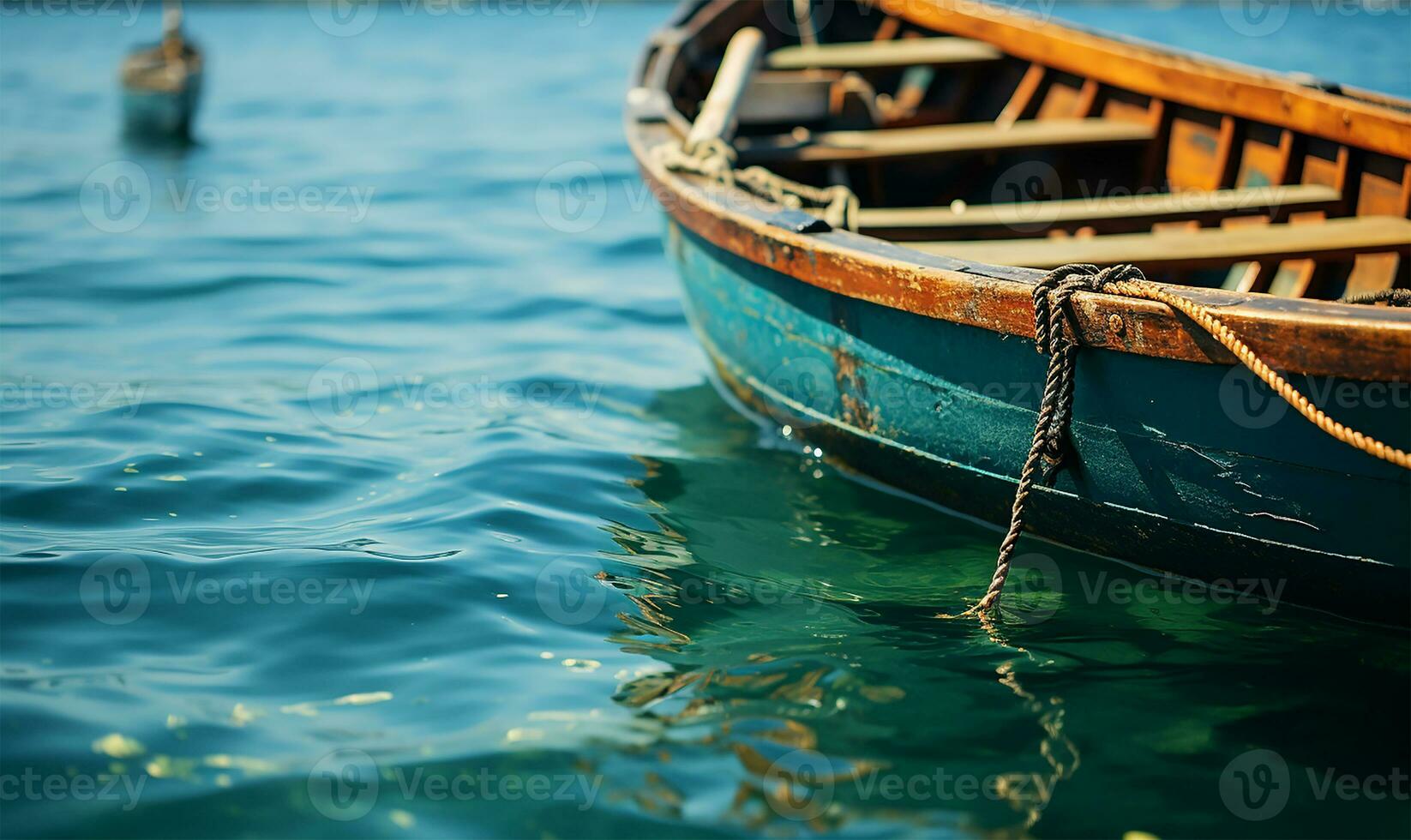 AI generated boats in green ocean water photo