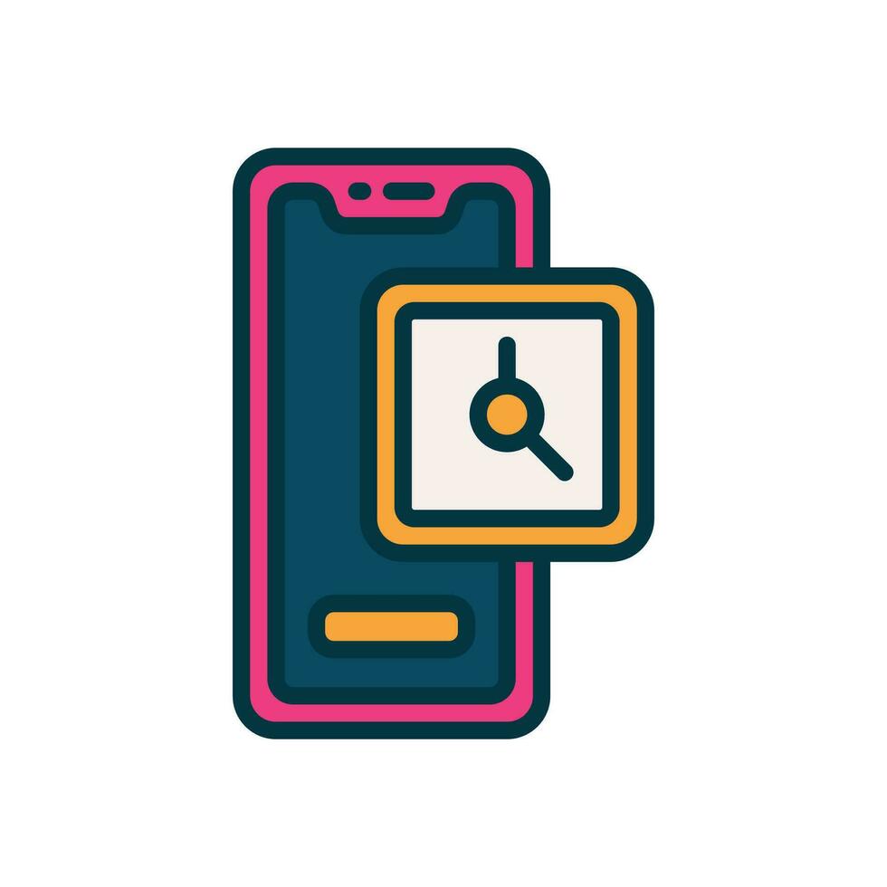 smartphone time icon. vector filled color icon for your website, mobile, presentation, and logo design.