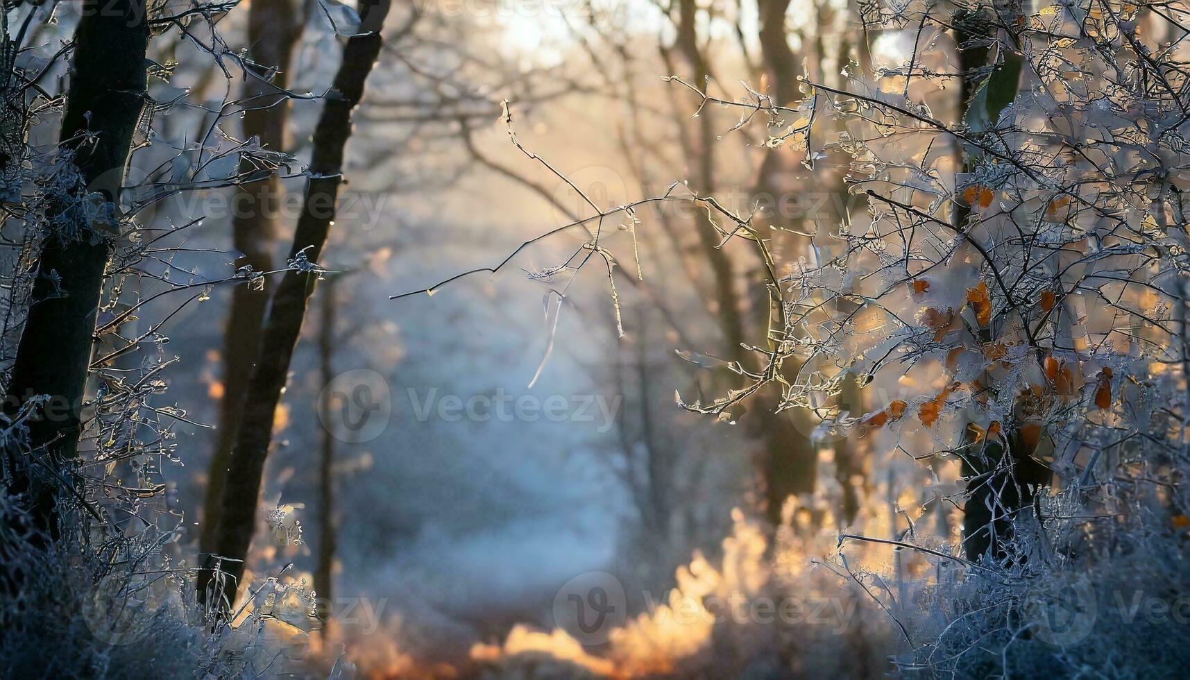 AI generated winter forest in the snow photo
