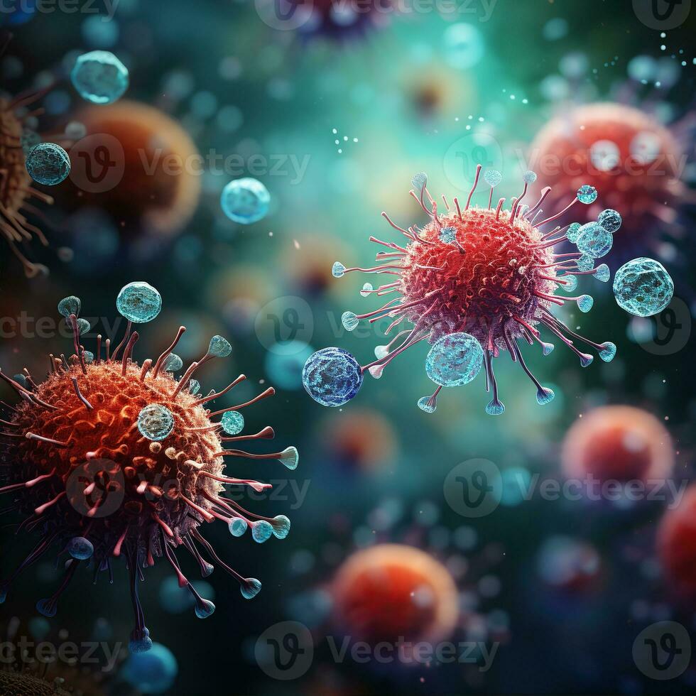AI generated Microscope virus close up. Created with Generative AI photo