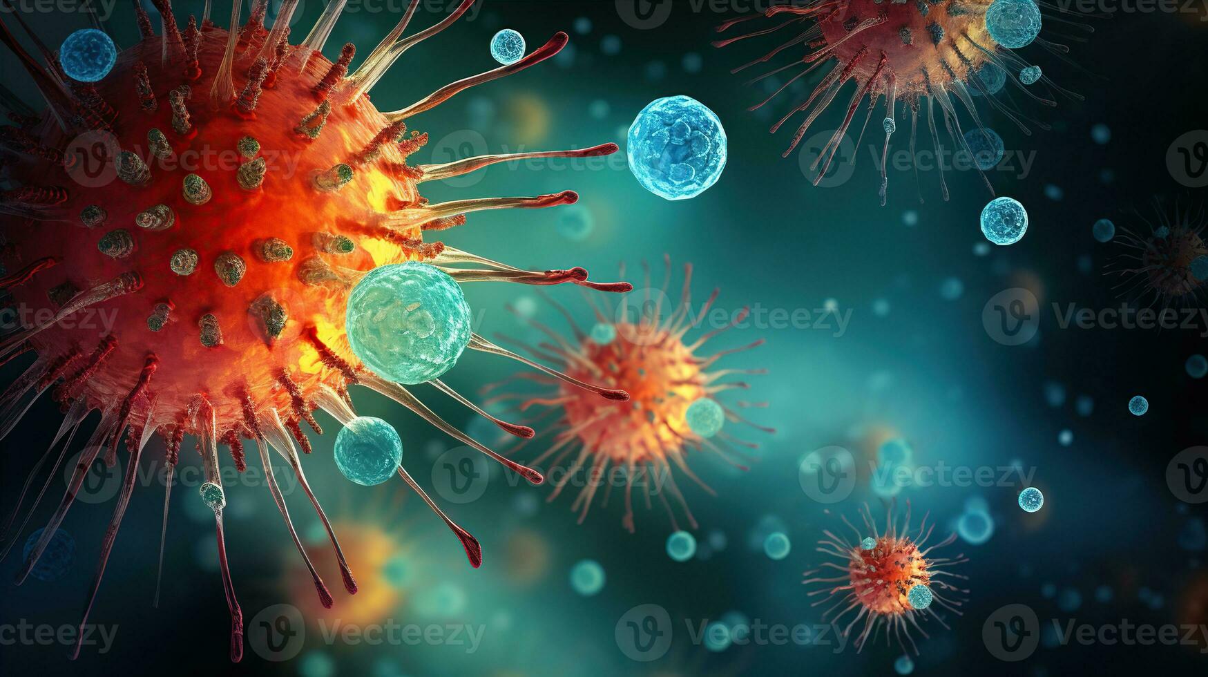 ai generado microscopio virus cerca arriba. creado con generativo ai foto