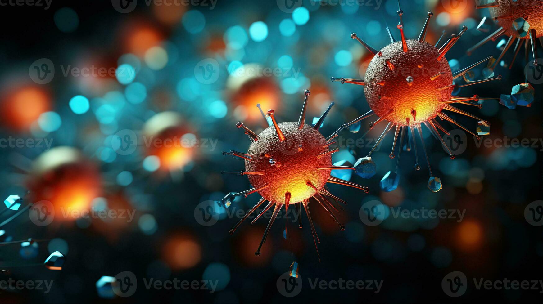 AI generated Microscope virus close up. Created with Generative AI photo