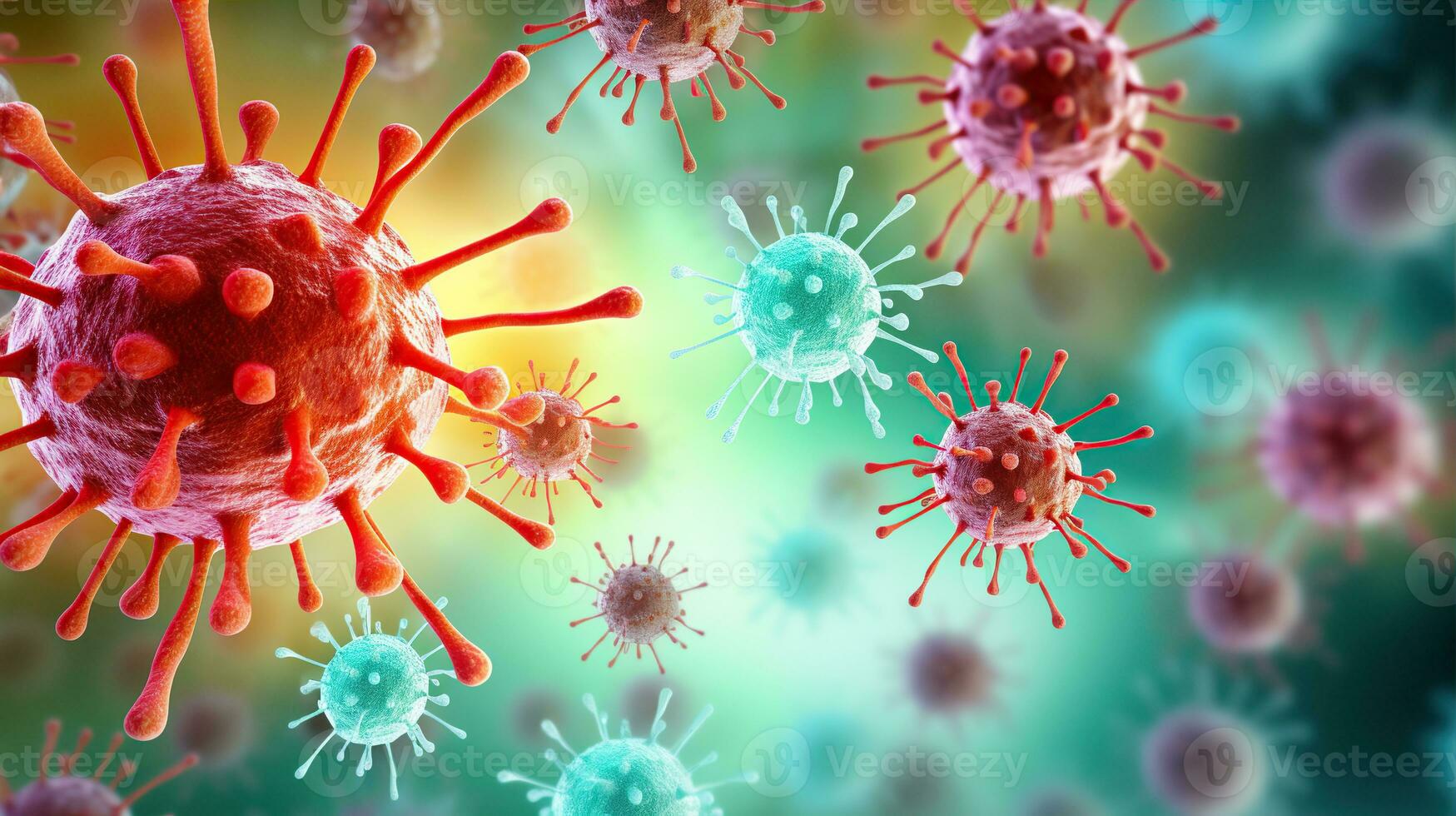 AI generated Microscope virus close up. Created with Generative AI photo