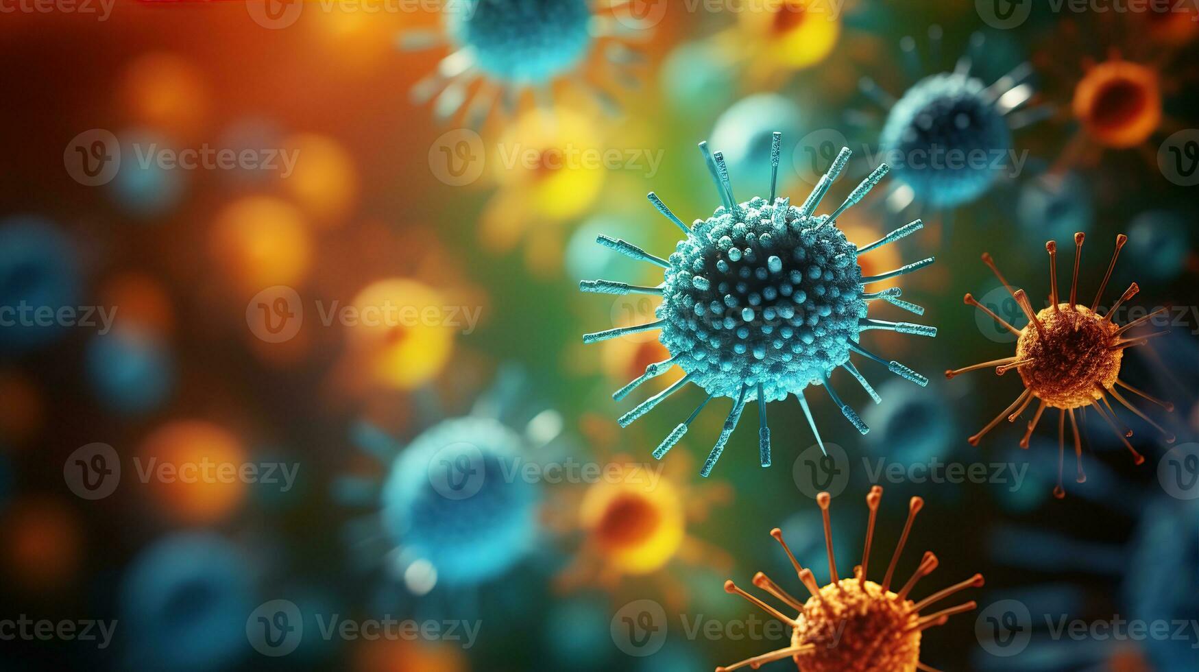 AI generated Microscope virus close up. Created with Generative AI photo