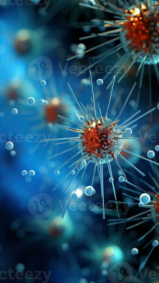 AI generated Microscope virus close up. Created with Generative AI photo