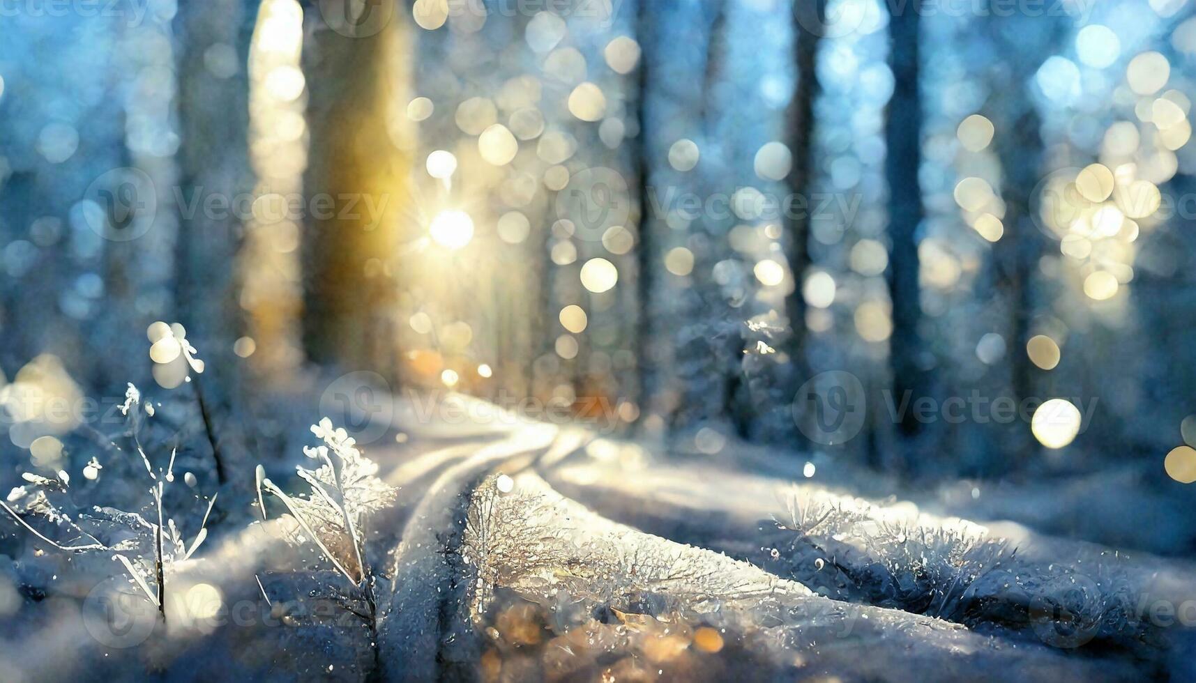 AI generated winter forest in the snow photo