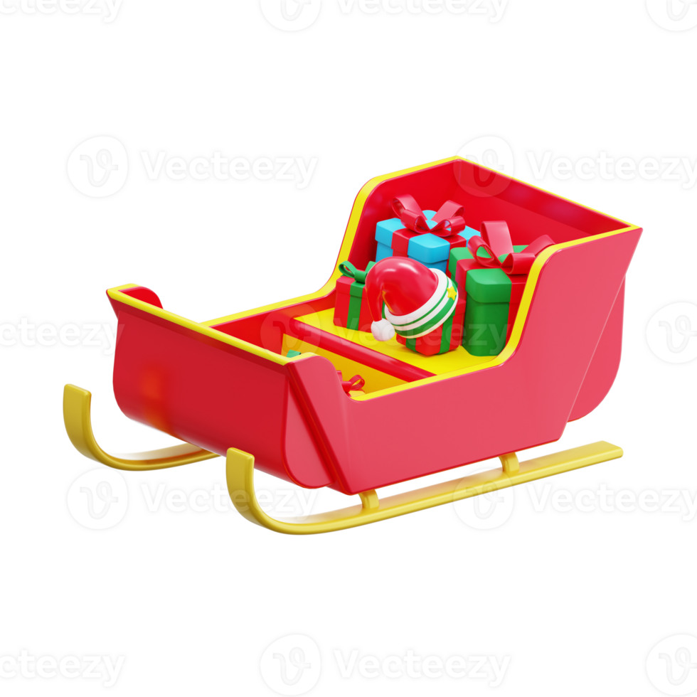 3D rendering Santa Sledge Icon Object png