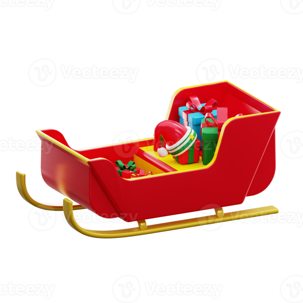 3D rendering Santa Sledge Icon Object png