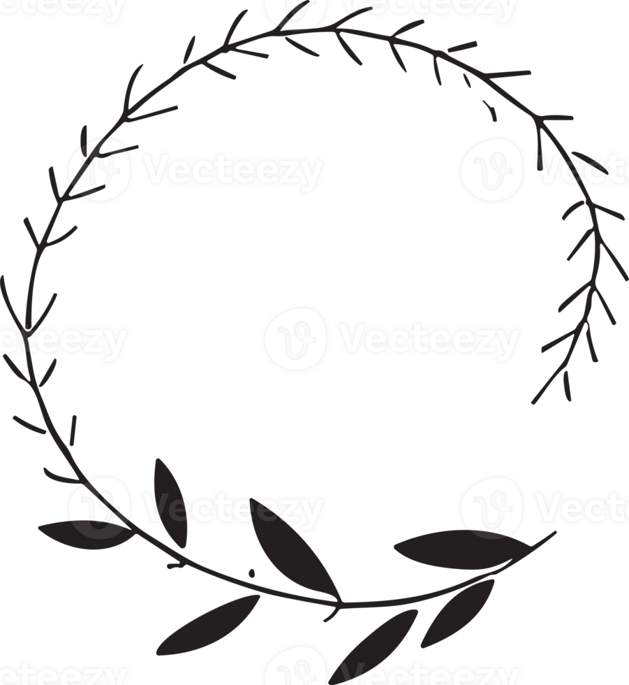 Hand drawn floral wreath logo for decoration png