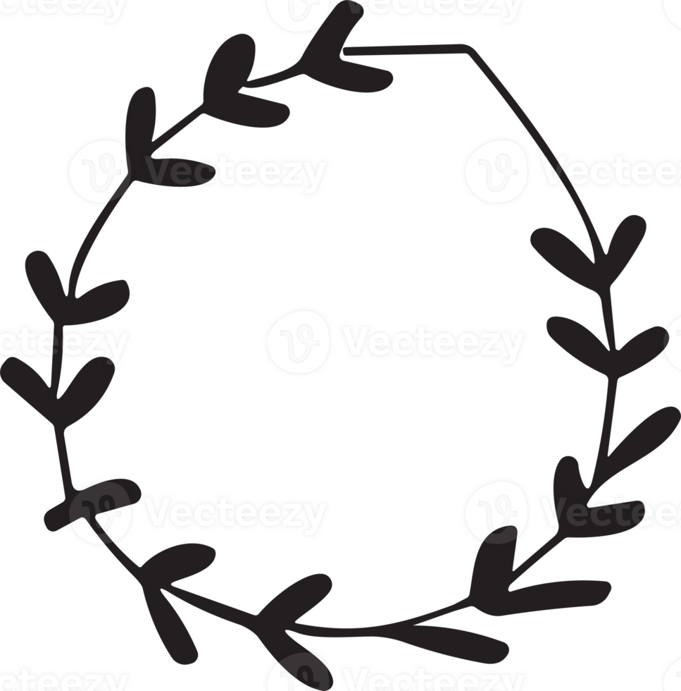Hand drawn floral wreath logo for decoration png