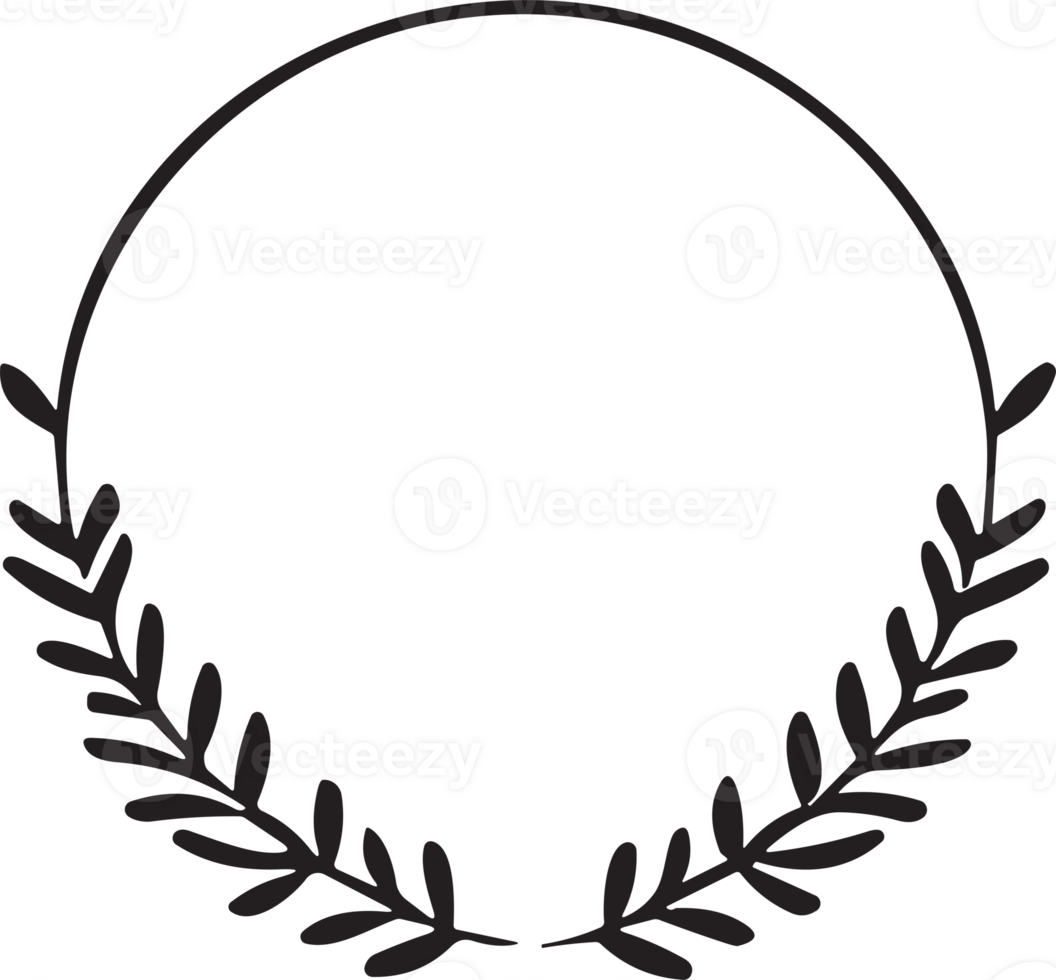 Hand drawn floral wreath logo for decoration png